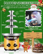 Chocolate Fountain Machine 4 Tiers Cheese Fountain Perfect for Nacho Cheese, Chocolate Sauce, Wedding, Party