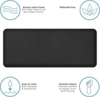 GelPro Anti-Fatigue Designer Comfort Kitchen Floor Mat, 20x48”, Leather Grain Jet Stain Resistant Surface with 3/4” Thick Ergo-Foam Core for Health and Wellness