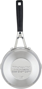 KitchenAid Saucepan with Pour Spouts, 1 Quart, Brushed Stainless Steel, 71018