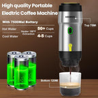 Portable Espresso Machine,3-in-1Portable Coffee Maker,20 Bar Mini Espresso Machine,Self-Heating Travel Coffee Maker Compatible with NS, DG Pods & Ground Coffee, for Camping Hiking,Office,RV