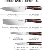 KEEMAKE Kitchen Knife Set of 4pcs - Sharp Kitchen Knives High Carbon Stainless Steel Blade, Chef Knife Set Pakkawood Handle Knives Set for Kitchen, w/Elegant Gift Box