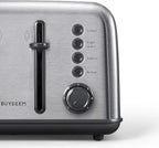 BUYDEEM DT640 4-Slice Toaster, Extra Wide Slots, Retro Stainless Steel with High Lift Lever, Bagel and Muffin Function, Removal Crumb Tray, 7-Shade Settings,Stainless Steel