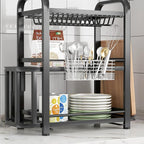 JAQ Utensil Holder for Sink, Sus304 Stainless Steel Rust Free Silverware Cutlery Flatware Holder Rack Organizer with Hooks for Dish Drying Rack Sink Dish Drainer in Kitchen Bathroom