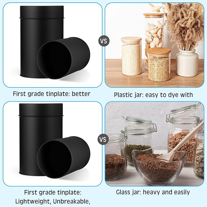 Zopeal 6 Pack Metal Tea Tin Canister with Airtight Double Lids 16 oz Round Tin Can with Lid Double Sealed Small Kitchen Container for Loose Tea Storage Coffee Sugar Candy Herbs and Spices
