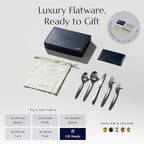 JazzUpCo Ava Flatware Flatware non toxic 18/10 stainless steel dishwasher safe (Matte Silver, 12 Person Set (60 Pieces))