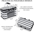 Insulated Picnic Basket,Leak-Proof Collapsible Cooler Bag,26L Grocery Basket with Lid,2 Sturdy Handles,Storage Basket for Picnic,Food Delivery,Take Outs,Market Shopping,Travel (Gray)