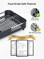 SUNLY Dish Drying Rack, Expandable Dish Racks for Kitchen Counter, Space Saving Kitchen Drying Rack with Sleek & Modern Design, Rust Proof Stainless Steel Dish Drainers with Utensil Holder, Deep Gray