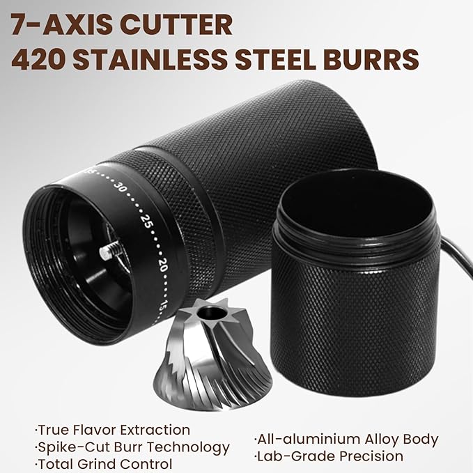 Portable Hand Coffee Bean Grinder with 60 Adjustable Settings, Stainless Steel Conical Burr Manual Coffee Grinder, Labor-Saving Crank Handle Perfect for Home, Office,Travel, Camping Espresso