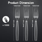 1000 Count Extra Heavy Duty Clear Plastic Forks Disposable, BPA-Free, Heat Resistant, Durable Disposable Forks Bulk for Catering & Events - Plastic Forks heavy duty for Party Supplies