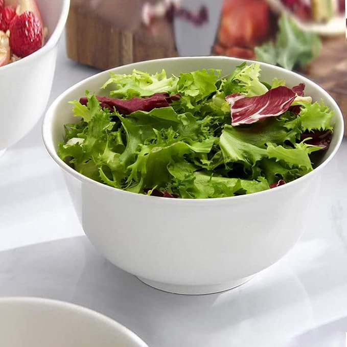 Foraineam 6 Pack 40 Ounce Porcelain Serving Bowls Large Soup Bowls White Pasta Cereal Bowl Set