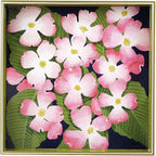 Pink Dogwood 15inch Square Lacquered Wooden Serving Tray with Handles, Coffee Table Ottoman Tray for Dining. for Food, Drinks, Cocktail, Great for Parties, Entertaining & Gift