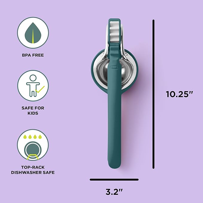 Chef'n FreshForce Lemon Squeezer Citrus Juicer, Handheld Manual Press with Dual-Gear Mechanism for Max Juice Extraction, Collard Green