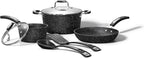 Starfrit The Rock 7PC Non-Stick Cookware Set - Durable Forged Aluminum - Oven Safe - PFOA Free - Easy to Clean - Black