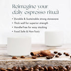 Folk Ceramics Leonard Ceramic Espresso Cups | Modern Stackable Demitasse Mugs for Espresso | Thick Walled, Handleless, Durable, Dishwasher & Microwave Safe | Set of 2, 3oz | Whisper White