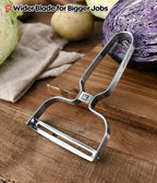 Stainless Steel Potato Peeler with Extra-Wide Peeling Blade, Great for Large Vegetables, Rust-Resistant, Cheese Slicer, Dual-Edged Blades, Corrosion-Resistance, Y-Peeler Shape