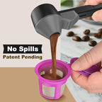 Coffee Scoop & Funnel for Reusable K Cup Refillable Coffee Pods, Coffee Measuring Spoon 2 Tablespoon Capacity, Scoop with Funnel for Ground Coffee, Protein Powder, Tea (Black&gray, 2 Pack)