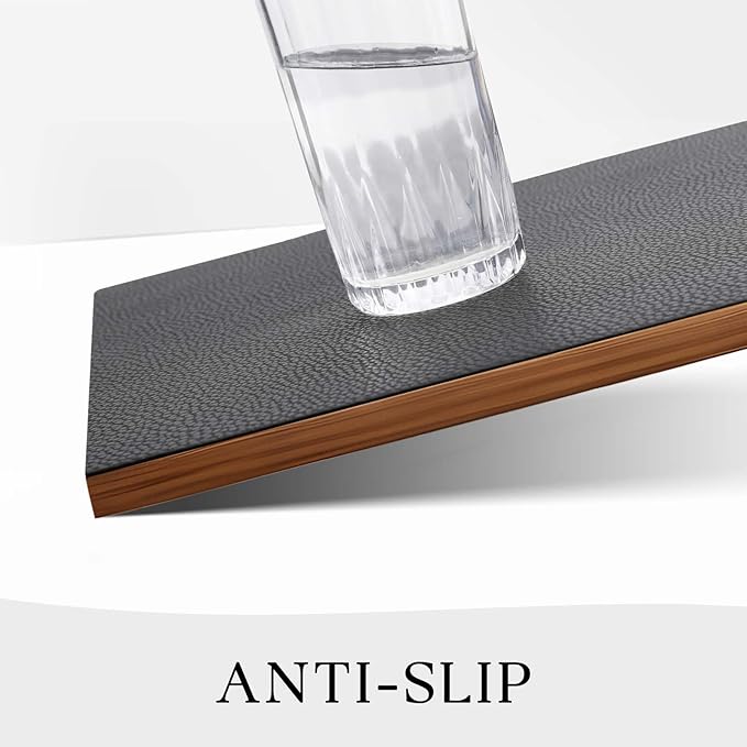 MOSAYT Vinyl Placemats Set of 4, Heat Resistant Place Mats 100% Waterproof Washable & Wipeable Faux Leather Reversible Table Mats for Kitchen Dining Party Indoor Outdoor, 12" x 17", Dark Light/Grey