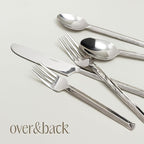 over&back 20pc Hand-Forged Flatware Cutlery Set - Comes with 4 Dinner Forks, 4 Salad Forks, 4 Dinner Knives, 4 Dinner Spoons, and 4 Teaspoons - Dishwasher-Safe - 18/8 Stainless Steel