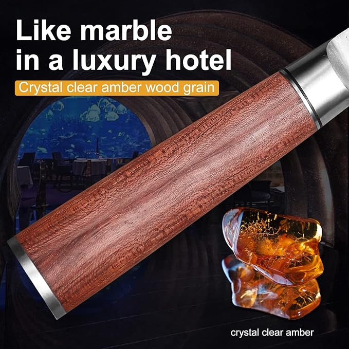 Santoku Knife 7 Inch,High Carbon Steel Ultra Sharp Asian Chef Knife with Brazilian Rosewood Handle and Gift Box for Family & Restaurant