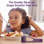 Grape Cutter,Stainless Steel Blades Quarter Grape Slicer with 4 Pieces Cutter for Toddlers Vegetable Fruit Salad,Slicer Kitchen Tomato Cherry Strawberry- Purple