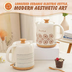 Ceramic Electric Kettle 1 Quarts, Automatic Shut Off, Porcelain Teapot, Hot Water Electric Boiler with LED Light, Boil Dry Protection, Short Spout 1000W Rapid Boiling Water for Tea Coffee