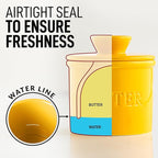 Zulay Kitchen Porcelain Butter Crock With Lid & Knife - Authentic French Butter Dish For Fresh & Spreadable Butter - Yellow