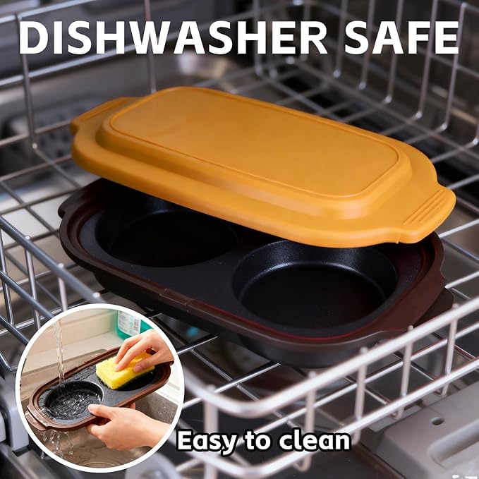 Microwave Egg Cooker, Portable Poacher/Fryer Egg, Egg Cooker for Breakfast Sandwiches Maker for 2 Eggs, for Kitchen, Travel, Gifts Dishwasher-Safe (yellow)