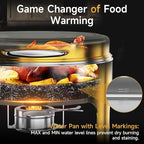 Chafing Dishes for Buffet, 6QT Round Stainless Steel Chafing Dish with Transparent Hydraulic Lid, 304 Food Pan, Buffet Warmer for Parties and Events (Golden)