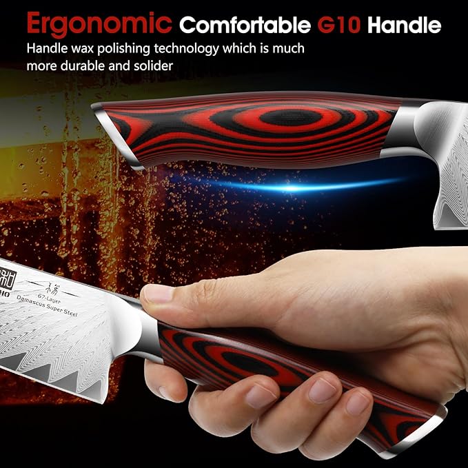 8 Inch Damascus Chef Knife, Professional Japanese Damascus Super Steel Kitchen Knife, Ultra Sharp Cooking Knife with Ergonomic G10 Handle