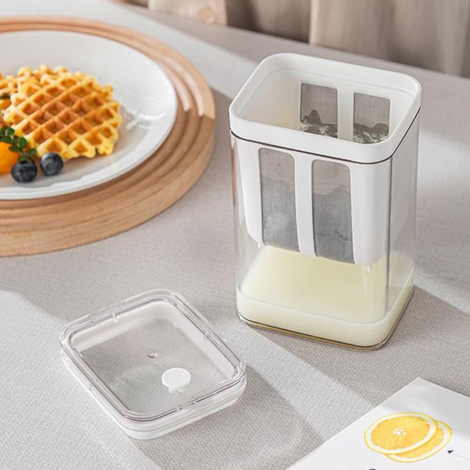 Ejoyous Yogurt Strainer, Greek Yogurt Filter Maker, Whey Separation Tool, Cheese Separator, Fine Mesh Bag and Lid, Homemade Yogurt, Soybean Milk