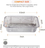 Aluminum Pans with Clear Lids - 50 Pack 2.25LB Capacity Disposable Pans with Plastic Dome Lids, 8.5”x6” Heavy Duty Tin Foil Pans for Cake Baking, Cooking, Heating, Storing, Prepping Food