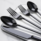 KINGSTONE Black Silverware Set, 20-Piece Flatware Set for 4, 18/10 Stainless Steel Cutlery for Home Kitchen and Restaurant