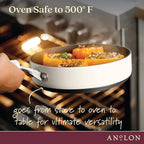 Anolon Achieve Hard Anodized Nonstick Sauté Pan with Lid, 3 Quart - Cream