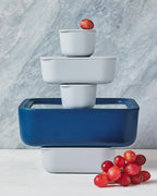 Caraway Glass Food Storage, 10 Cup Glass Container,Ceramic Coated Food Container,Easy to Store, Non Toxic, Non Stick Lunch Box Container with Glass Lids. Dishwasher, Oven,Square Shape,Cream