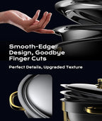 Chafing Dishes for Buffet 2 Pack, 6QT [Worry-Free Assemble] Round Chafing Dish Buffet Set [Elegant Gold and Silver Colors] Stainless Steel Chafers and Buffet Warmers Sets for Parties with Complete Set