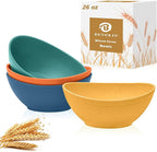 Wheat Straw Bowls Set 26 OZ, Unbreakable Cereal Bowl 4 Pack, Bowls for Kitchen, Microwave Safe Plastic Bowls Reusable, Serving Bowls Set for Dinner, Cereal, Salad, Oatmeal, Soup (Matte Multi)