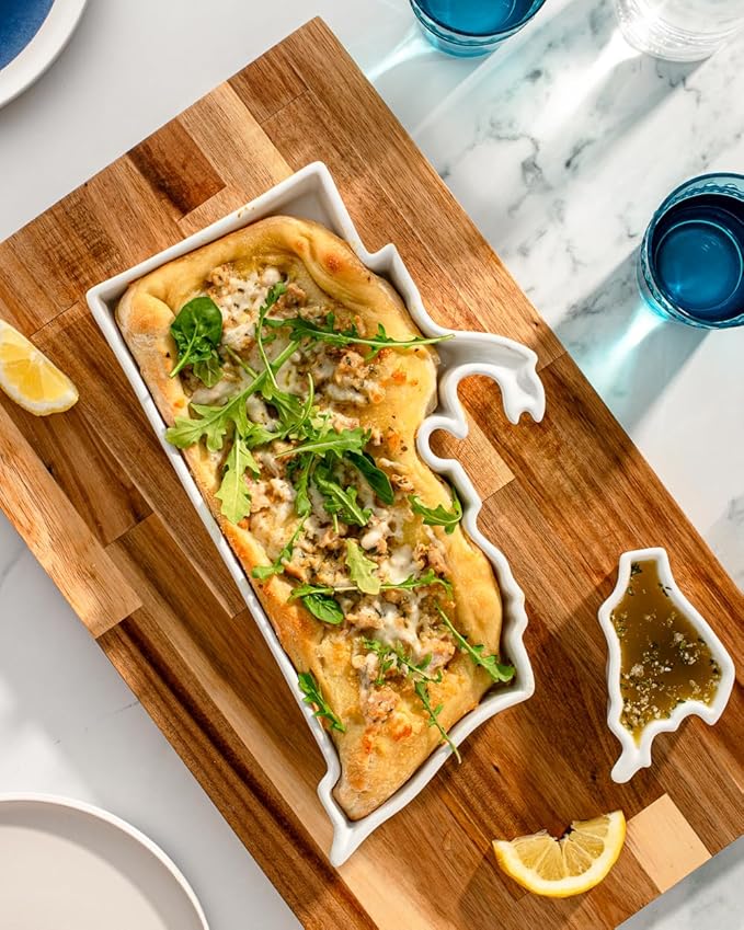 Rhode Island Shaped Baking Dish Serving Platter or Decorative Tray Charming Porcelain Bakeware Oven Microwave and Dishwasher Safe