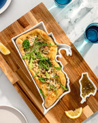 Rhode Island Shaped Baking Dish Serving Platter or Decorative Tray Charming Porcelain Bakeware Oven Microwave and Dishwasher Safe