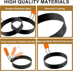 Egg Rings 3.5 Inch Pack of 4 with Silicone Handle Perfect Round Circle Mold Shaper for Frying Eggs Crumpet Pancakes Accessory for Home Camping Breakfasts