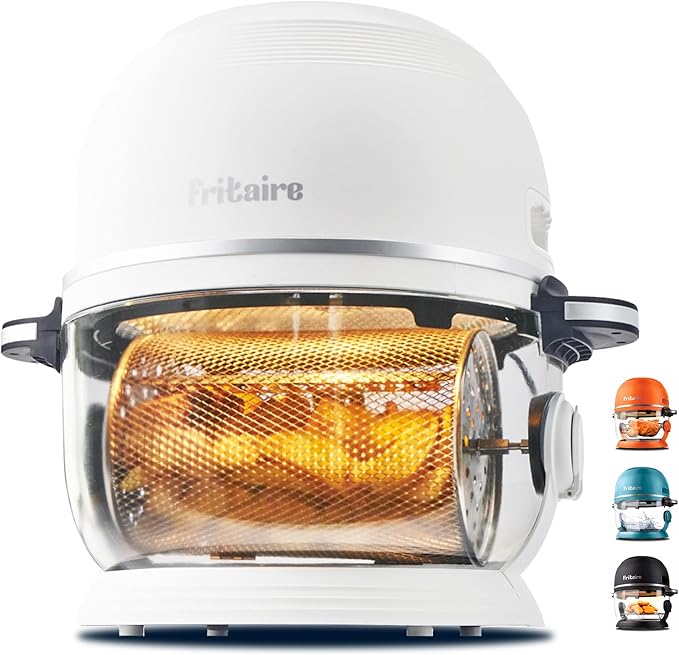 Non Toxic Air Fryer™ - Glass AirFryer 5 Quart w/ 360 Visibility, Self-Cleaning, 400F Vortex Air Fryer for Even Cooking, BPA-Free Teflon Free, 6-in-1 Functions, Rotisserie, Roast, Bake, White