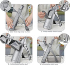 SupMaKin Upgrade Safe Mandoline Slicer for Kitchen,Adjustable Potato Slicer Vegetable Onion Chopper, French Fry Cutter, Include Vegetable Peeler(Gray)