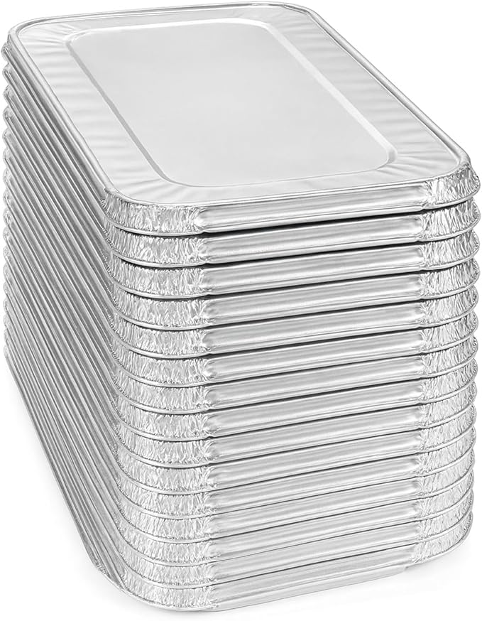 Ruthy's Outlet Disposable Aluminum Foil Pans, Half Size Steam Table Deep, 30 Pack, Silver, 2.5 Inches Deep (30 Pack/w Lids)