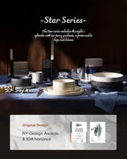 famiware Star 7.5" Pasta Bowls Set, Salad Bowl Set of 6, Double Reactive Glaze, Stackable, Perfect for Your Friend for Housewarming, Thanksgiving, Christmas, Cappuccino White