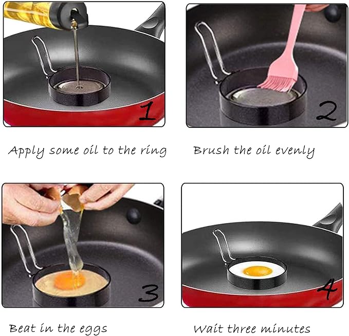 Non-Stick Egg Ring,Stainless Steel Ring for Frying Eggs,Round Mold,Shaping Eggs,Round Fried Egg Mold Household,Cooking Tools for Breakfast（2 Pack)