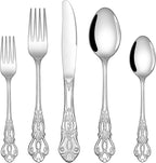 EUIRIO 30 Pieces Royal Silverware Set for 6, Gorgeous Retro Flatware Set, Premium Stainless Steel Vintage Cutlery Set Utensils with Forks Spoons and Knives, Dishwasher Safe