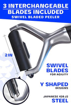 DALSTRONG Razor VX - Y Peeler - High Carbon Stainless Steel - Non Slip G10 Handle - Fine, Serrated & Julienne Blades Set - Premium Vegetable, Fruit, Potato Peeler for Kitchen