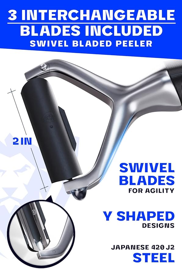 DALSTRONG Razor VX - Y Peeler - High Carbon Stainless Steel - Non Slip G10 Handle - Fine, Serrated & Julienne Blades Set - Premium Vegetable, Fruit, Potato Peeler for Kitchen