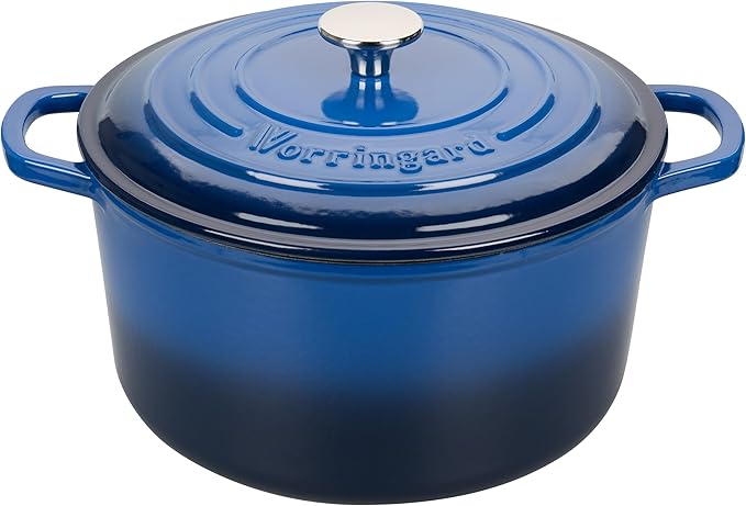 Enameled Cast Iron Dutch Oven Pot with Lid, for Sourdough Bread Baking, Round Dutch Ovens, 6 Quart, Blue