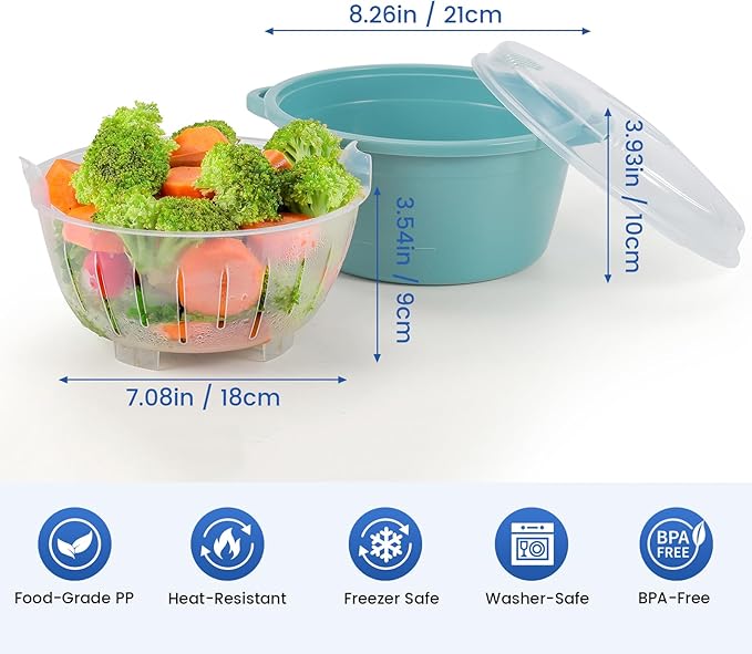 Microwave Steamer for Vegetables, Microwave Cookware with Lid, 2.5L Capacity, Perfect Cooker Bowl for Steaming Broccoli & Pasta
