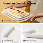 LIFVER Extra Large Serving Platters, 16"/14"/12" Rectangle Serving Trays, Serving Dishes for Entertaining, White Ceramic Platters for Serving Food Party, Turkey Platter for Thanksgiving, Set of 3